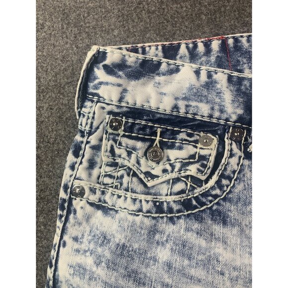 True Religion Straight Mens 100% Cotton Acid Washed Cut Off Shorts Size 30 Blue - Picture 6 of 9